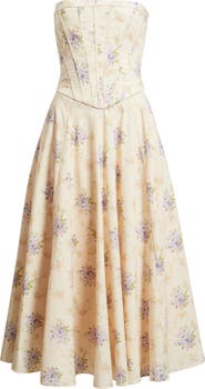 HOUSE OF CB Gina Floral Corset Stretch Cotton Dress
