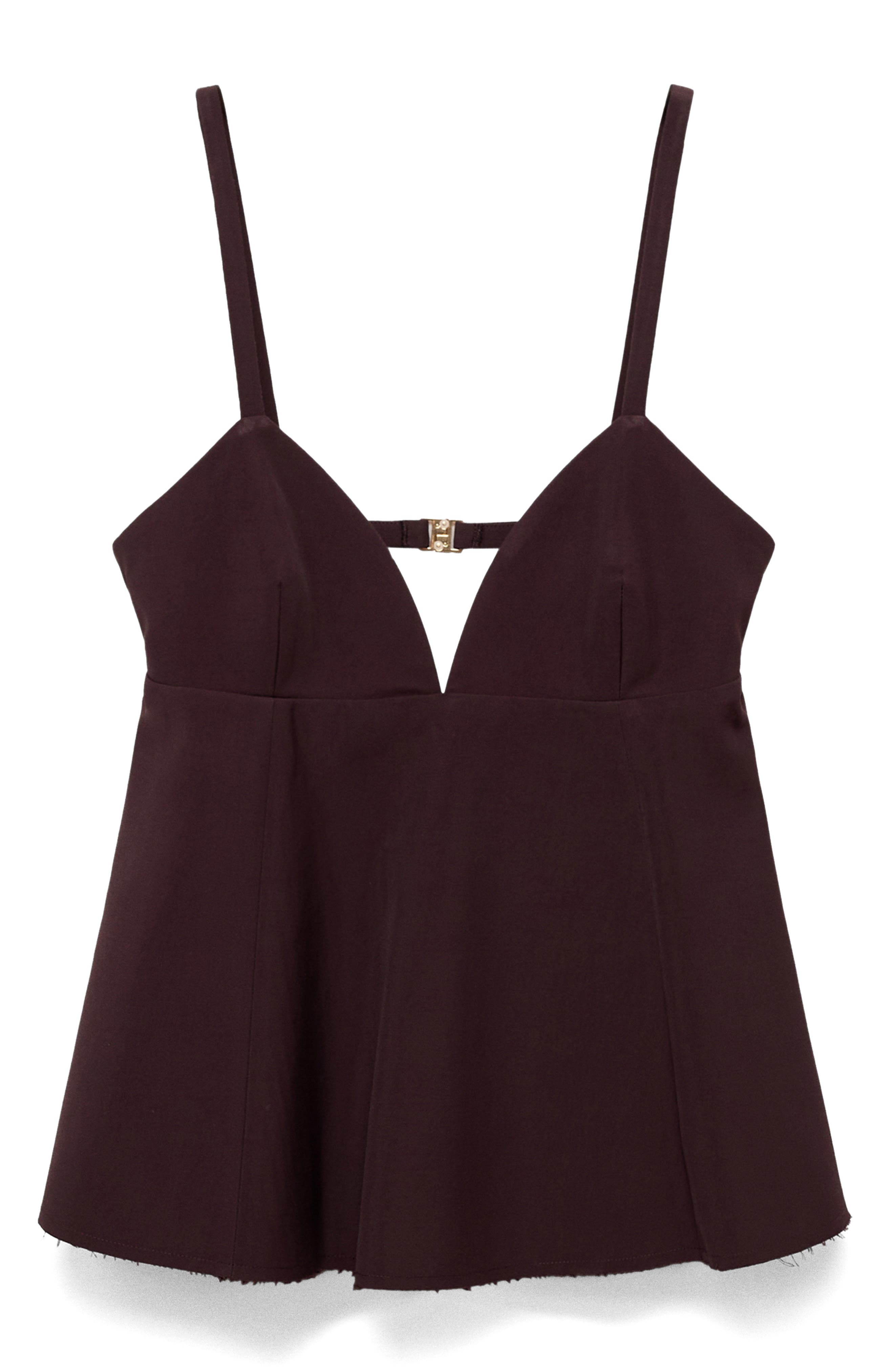 MANGO Open Back V-Neck Peplum Top