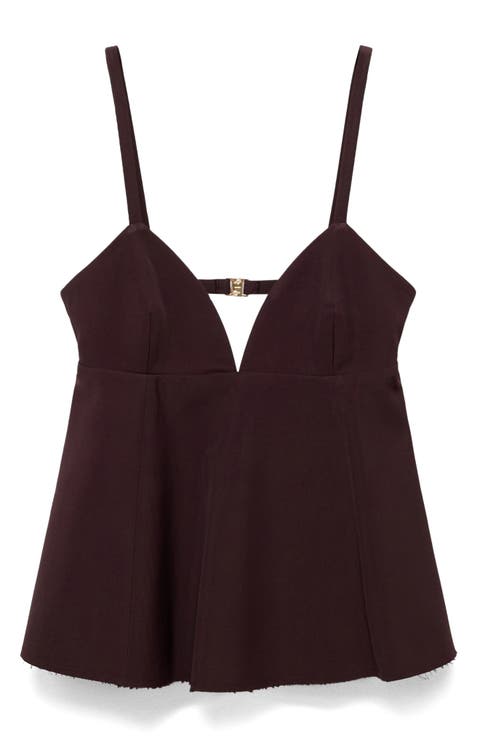 Open Back V-Neck Peplum Top