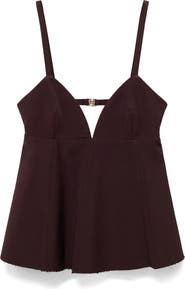 MANGO Open Back V-Neck Peplum Top