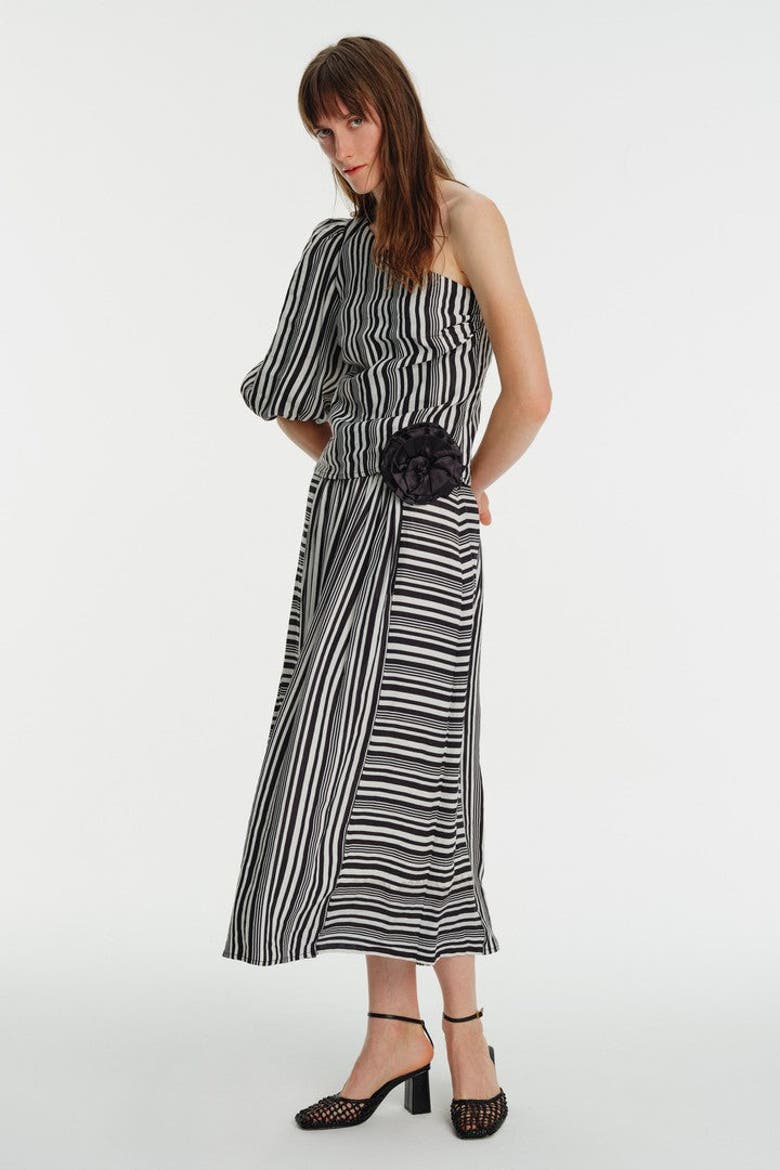 One Shoulder Striped Blouse, Alternate, color, ORIGINAL