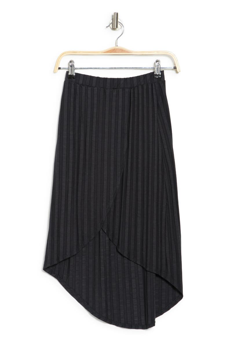 Ribbed High/Low Hem Maxi Skirt, Alternate, color, BLACK