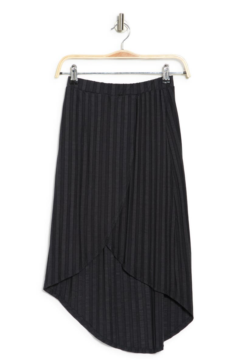 GO COUTURE Ribbed High/Low Hem Maxi Skirt, Alternate, color, Black