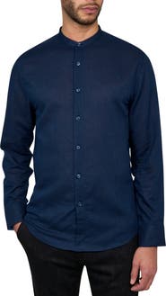 Brooklyn Brigade Slim Fit Solid Linen Cotton Long Sleeve Shirt