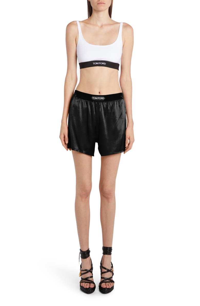TOM FORD Stretch Silk Satin Pajama Shorts, Alternate, color, Lb999 Black