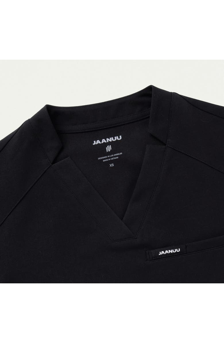 JAANUU Helia Women's 3-Pocket Classic Notched V-Neck Scrub Top, Alternate, color, Black