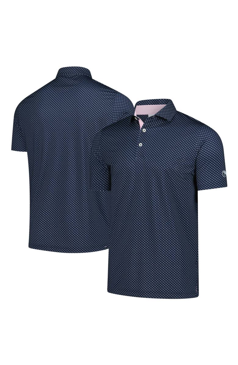 PUMA Men's Puma Navy Arnold Palmer MATTR Micro Umbrellas Printed Polo, Main, color,
