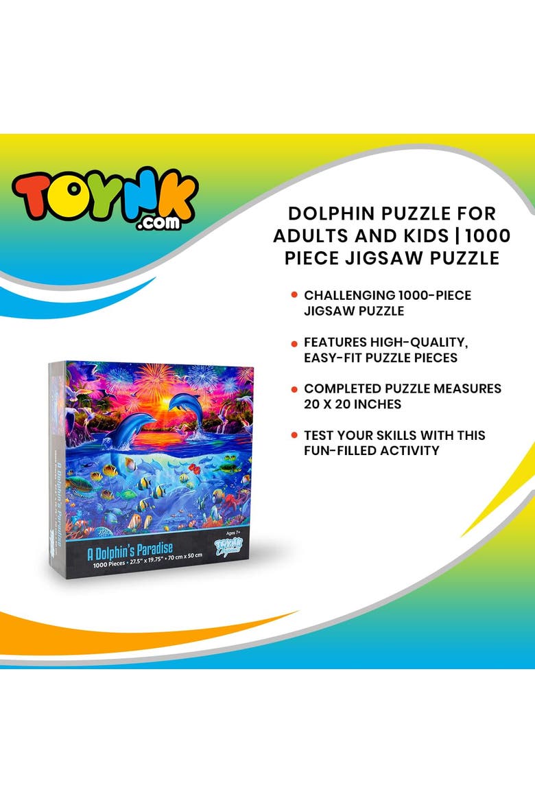 A Dolphin's Paradise Ocean Puzzle For Adults And Kids | 1000 Piece Jigsaw Puzzle, Alternate, color, Multi-Color