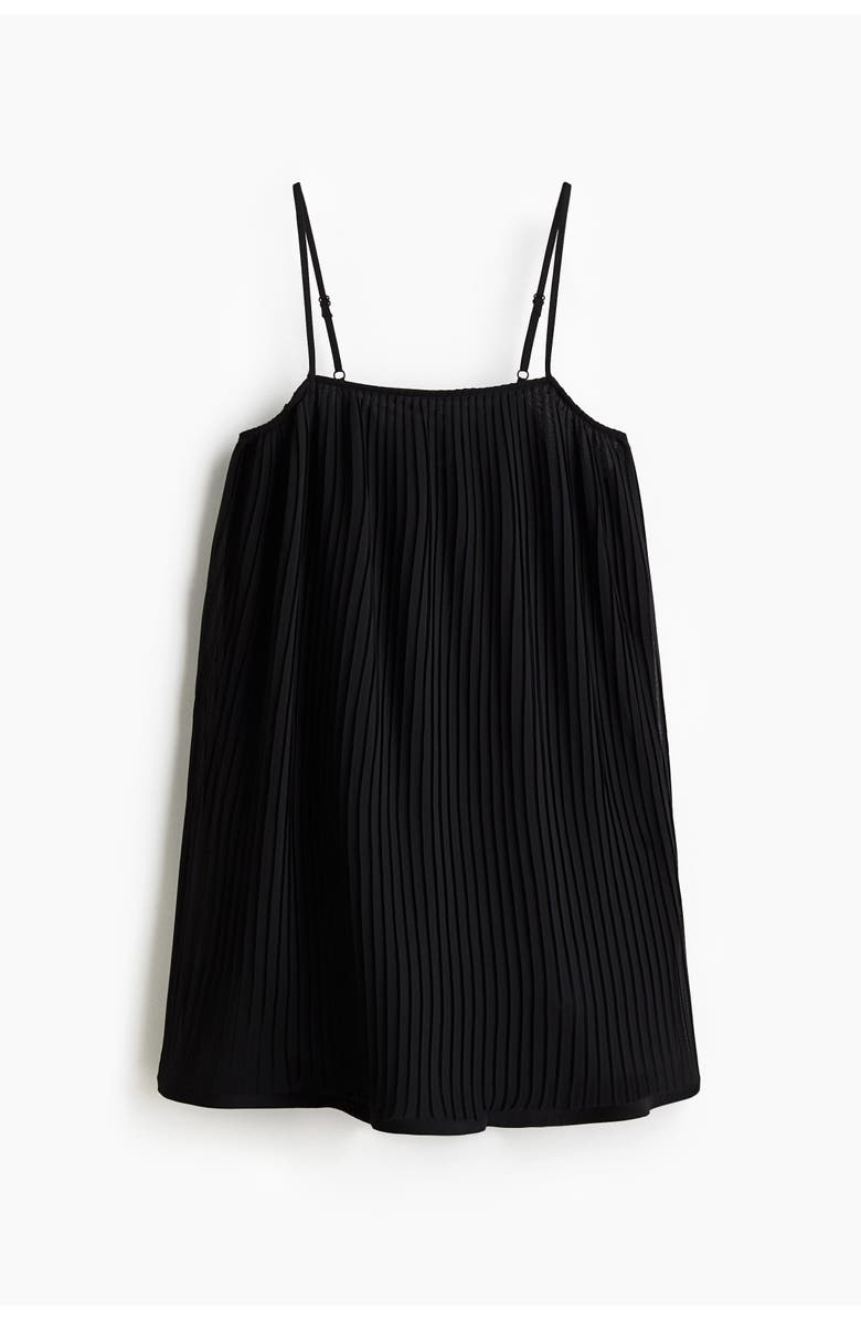 H&M Pleated Strappy Dress, Main, color, Black