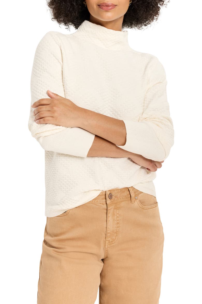 Diamond Stitch Funnel Neck Sweater, Main, color, CLASSIC CREAM