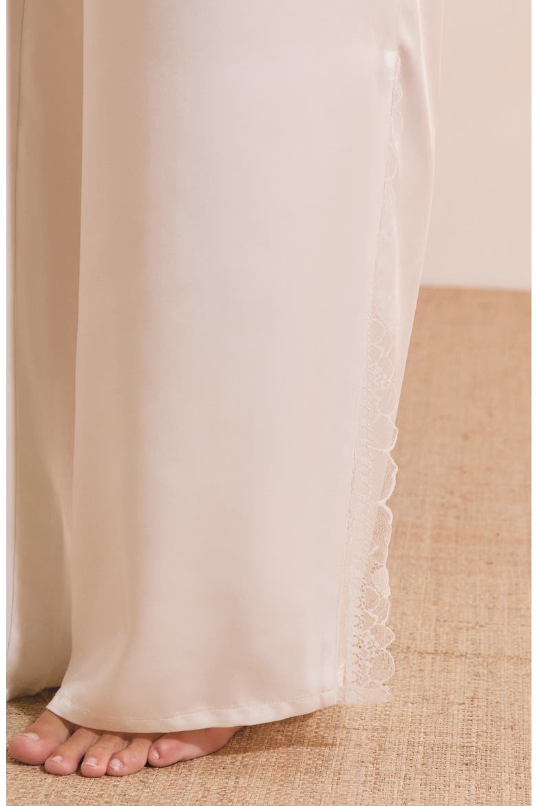 Bridal Bliss Lace Trim Wide Leg Pants, Alternate, color, WHITE