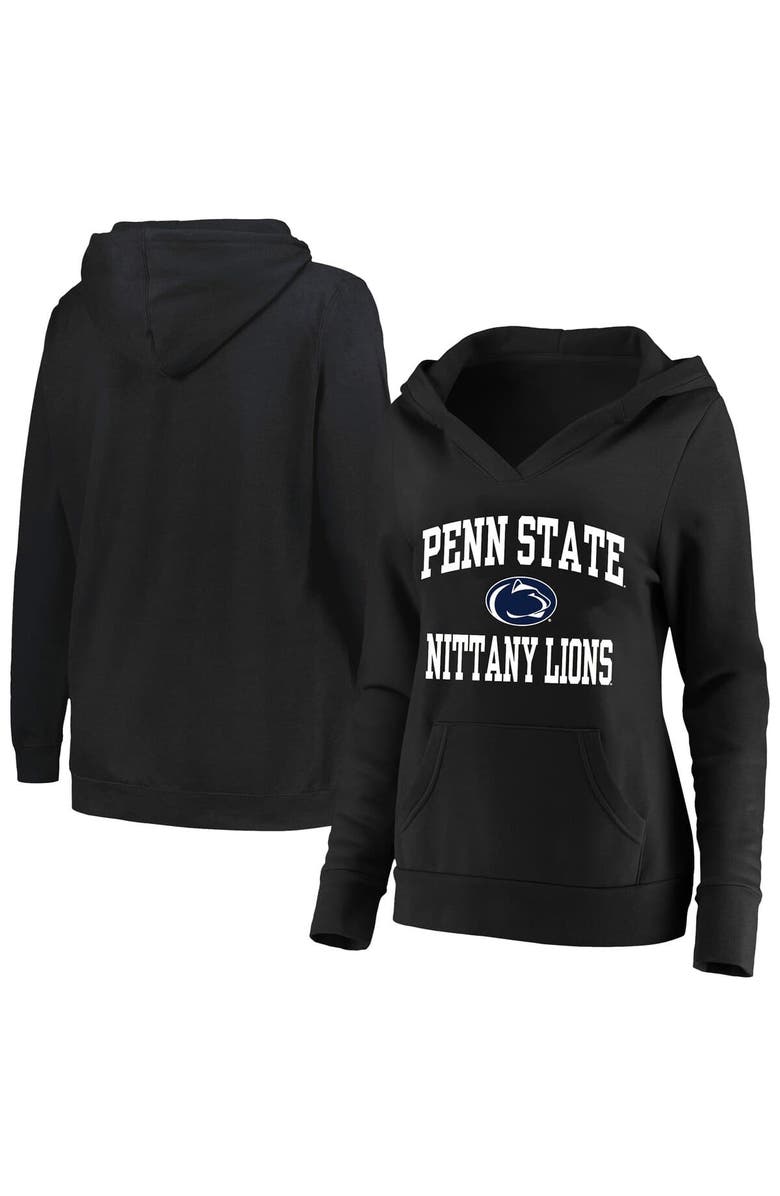 Champion Women's Champion Black Penn State Nittany Lions Plus Size Heart & Soul Notch Neck Pullover, Main, color, Black