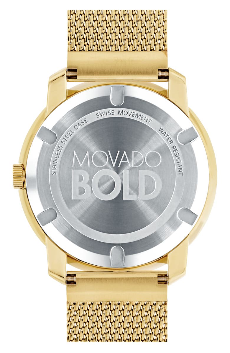 Movado Bold Mesh Bracelet Watch, 44mm, Alternate, color, Gold