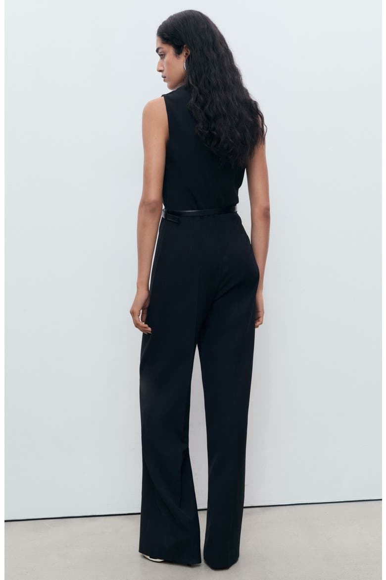 Drape Belted Wide Leg Jumpsuit, Alternate, color, BLACK