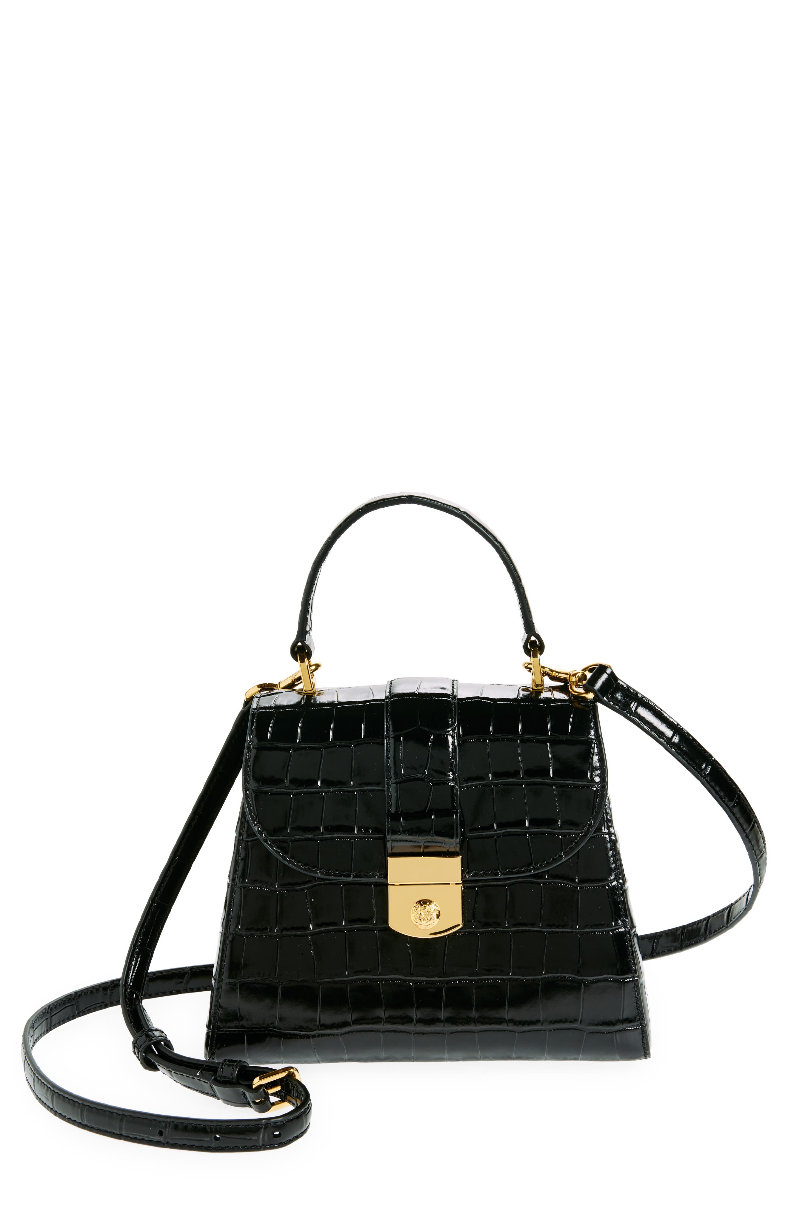 Veronica Beard Crest Croc Embossed Leather Top Handle Bag | Nordstrom