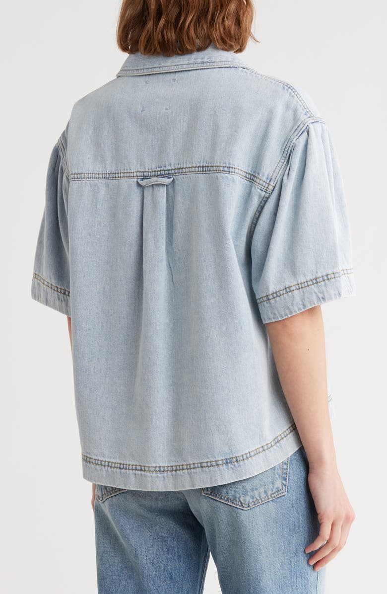 Habitual Embroidered Double Pocket Short Sleeve Jacket, Alternate, color, Atlantic