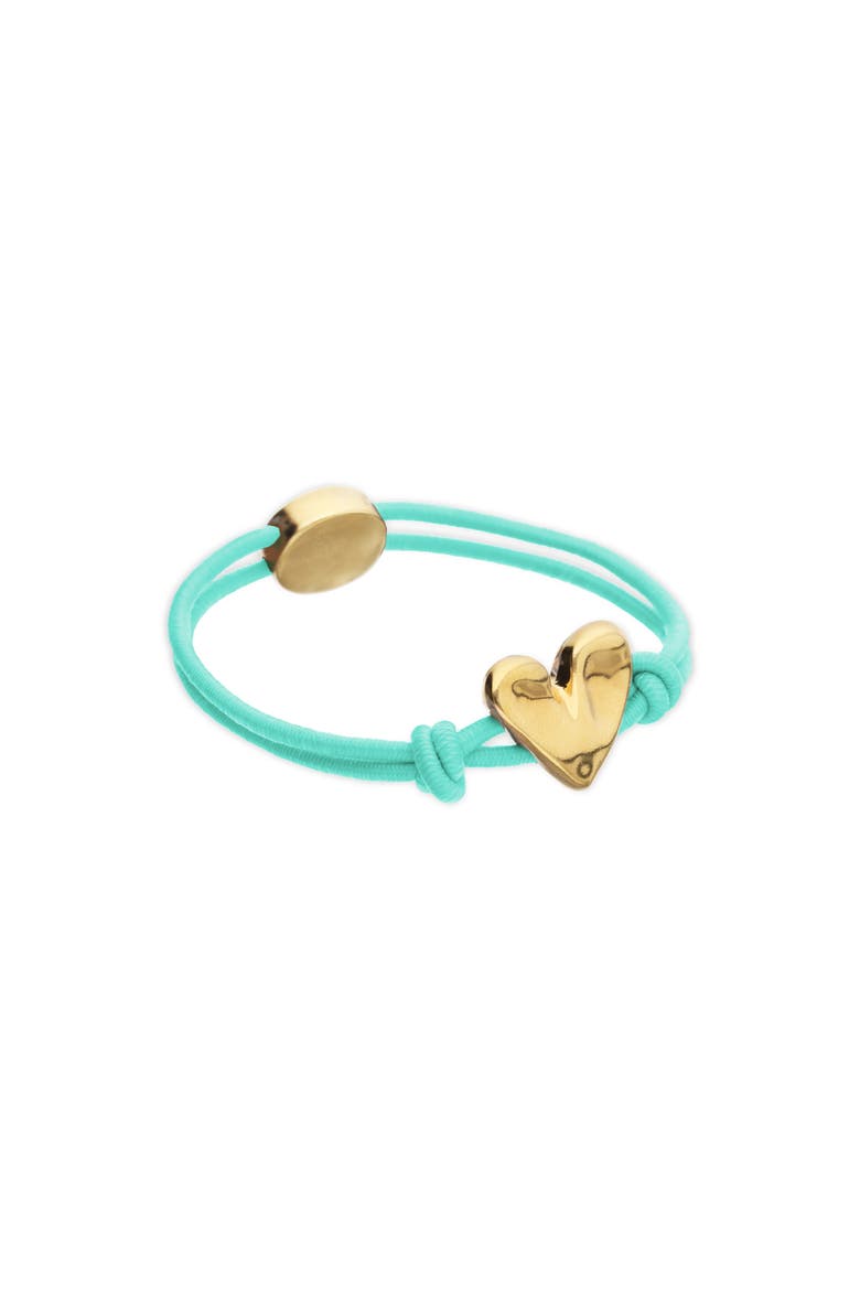 Turquoise Elastic Thread Bracelet With 18K Gold-Plated Heart, Alternate, color, Gold