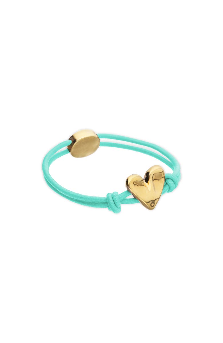 UNODE50 Turquoise Elastic Thread Bracelet With 18K Gold-Plated Heart, Alternate, color, Gold