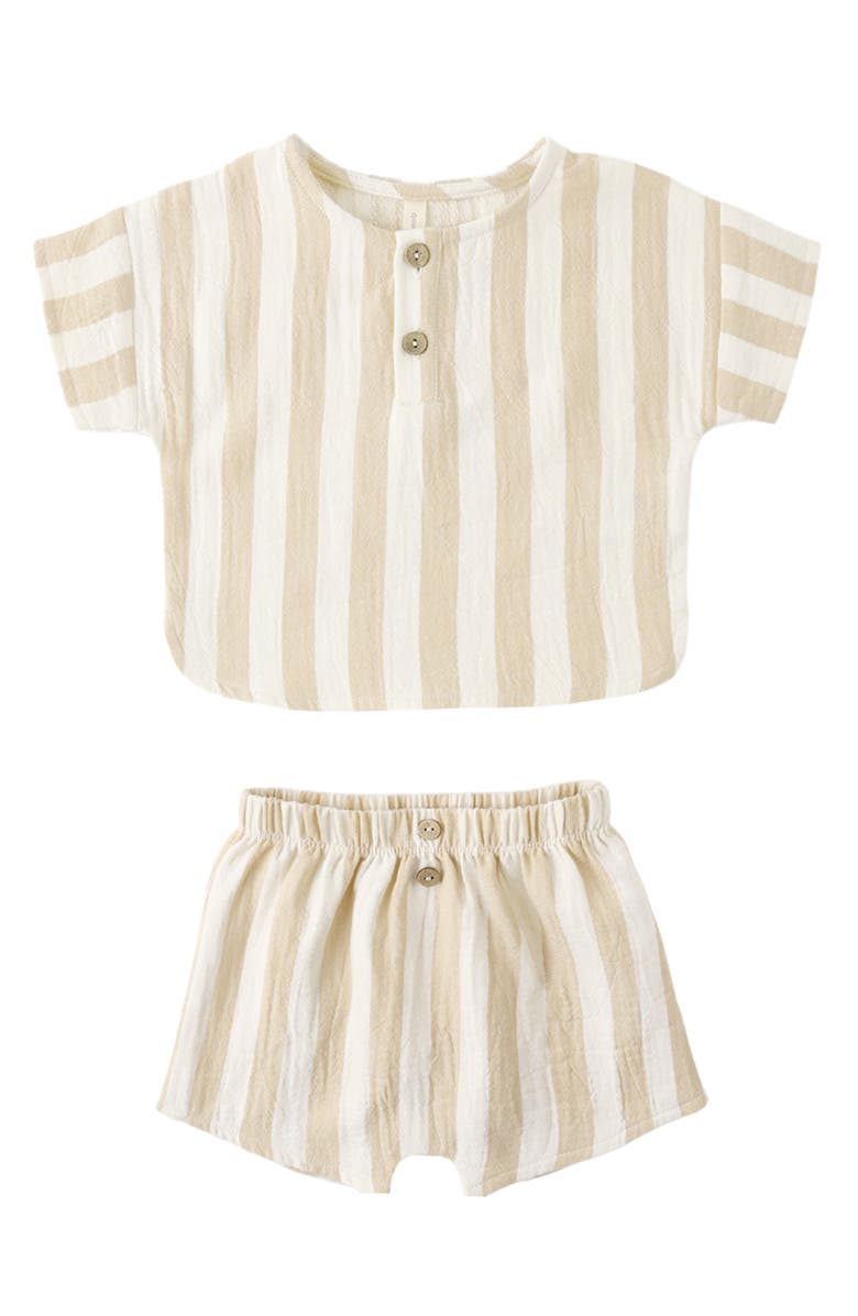 QUINCY MAE Kids' Boxy Organic Cotton Top & Shorts Set, Alternate, color, Butterscotch