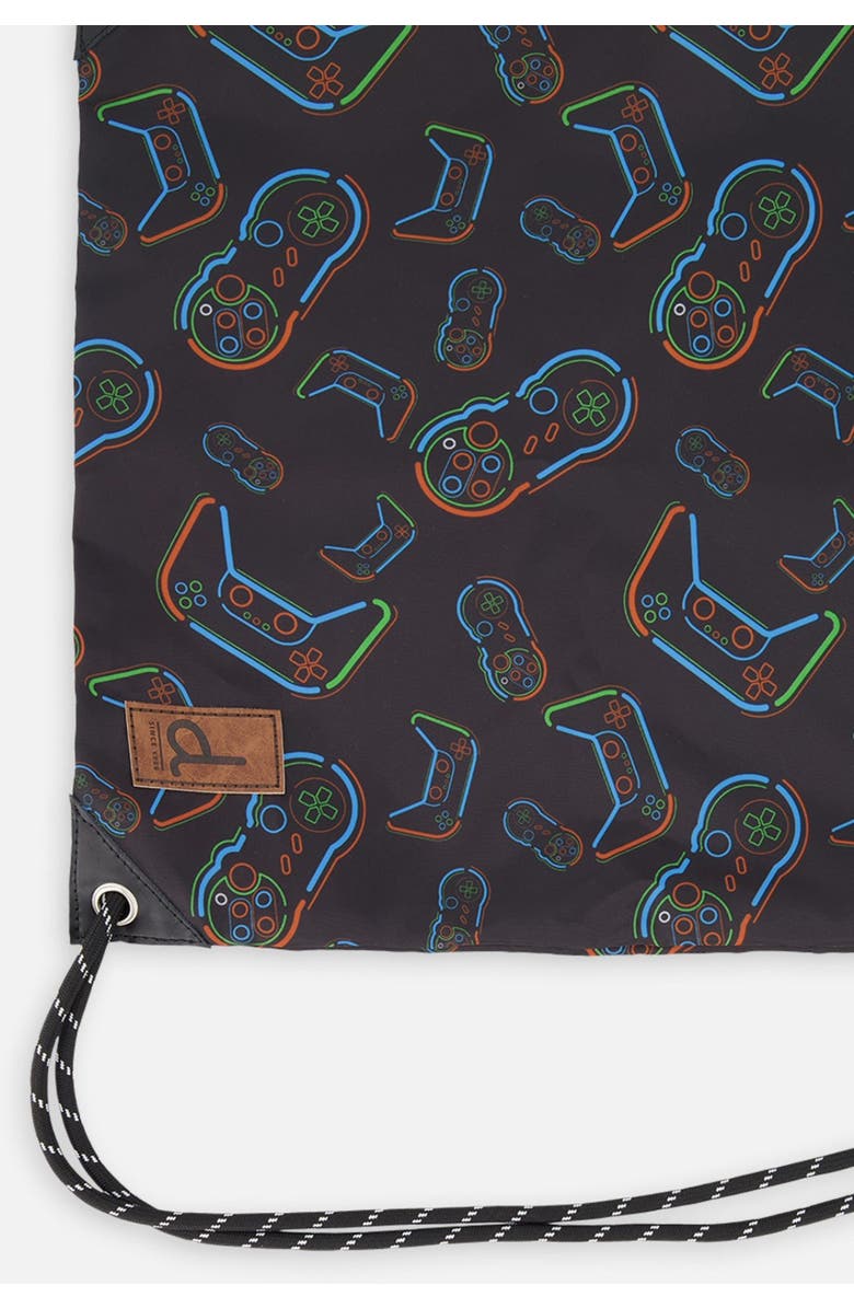 Deux par Deux Controller Lightweight Durable Drawstring Bag, Alternate, color, Black Printed Controller