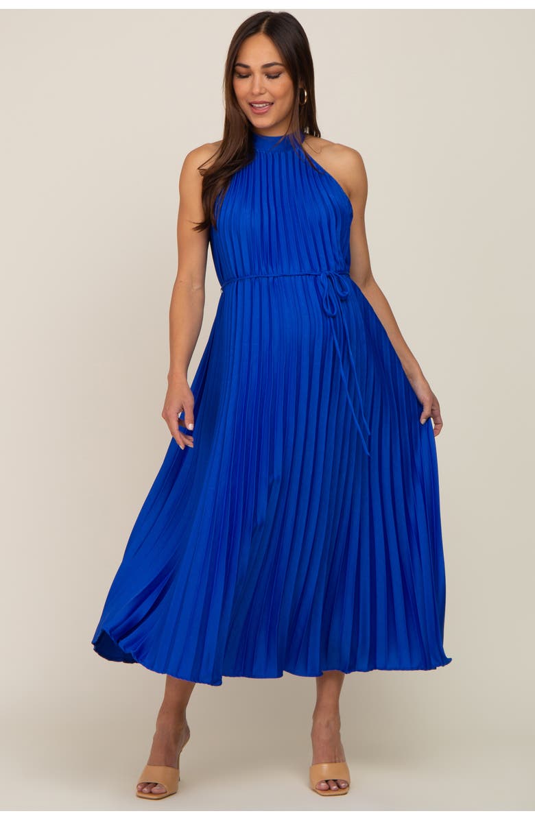 PinkBlush Pleated Halter Dress, Main, color, Royal Blue