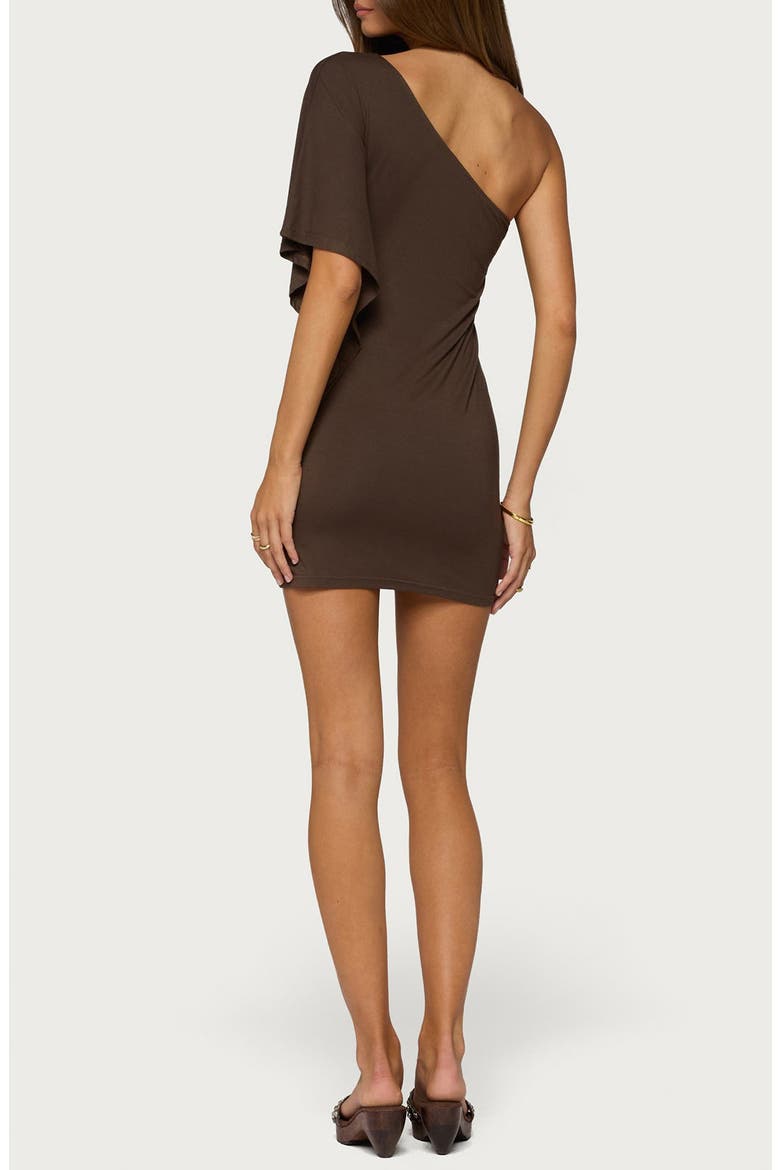Cammi One-Shoulder Flutter Minidress, Alternate, color, BROWN