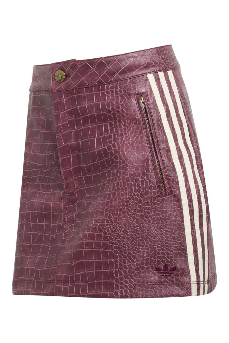 Croc Embossed Faux Leather Miniskirt, Alternate, color, MAROON