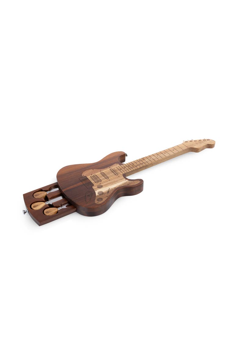 Guitar Legend Cheese Board & Tools Set, Alternate, color, Acacia Wood