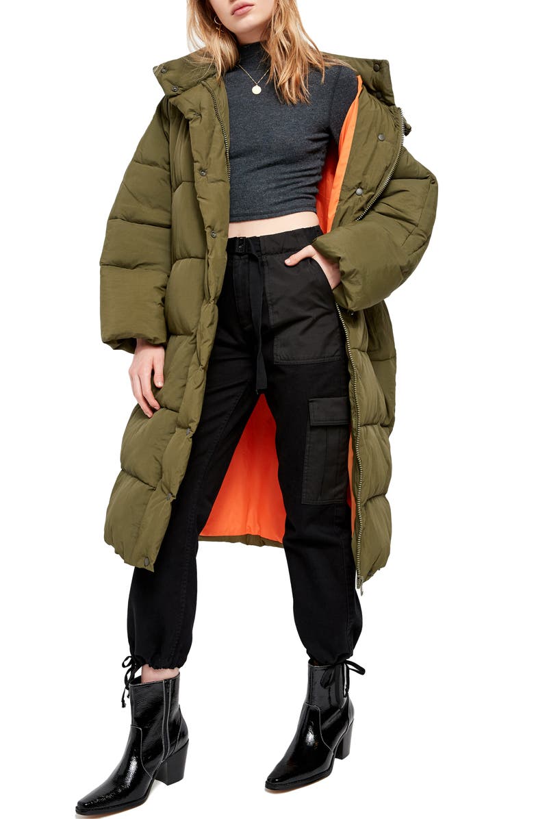 BDG Urban Outfitters Longline Puffer Coat, Main, color, 