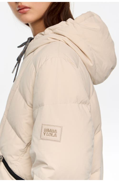 Bimba Y Lola Fur Straight Cut Hooded Puffer In White