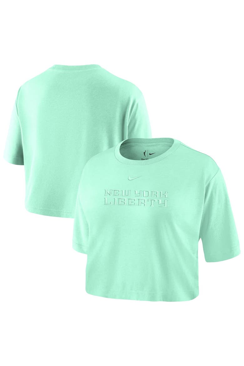 Women's Nike  Mint New York Liberty Basketball Tonal Wordmark Cropped T-Shirt, Main, color, Mint