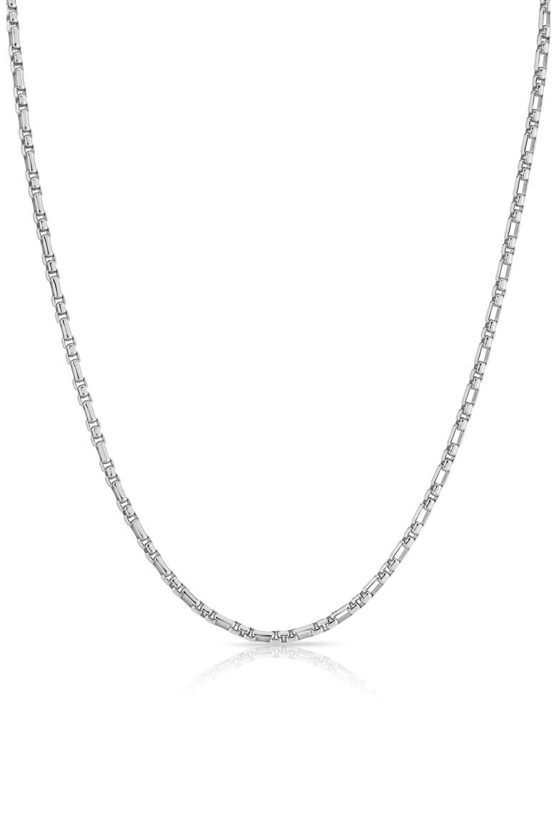 Layer Up Box Chain Necklace, Main, color, PURE PLATINUM / CLEAR STONE