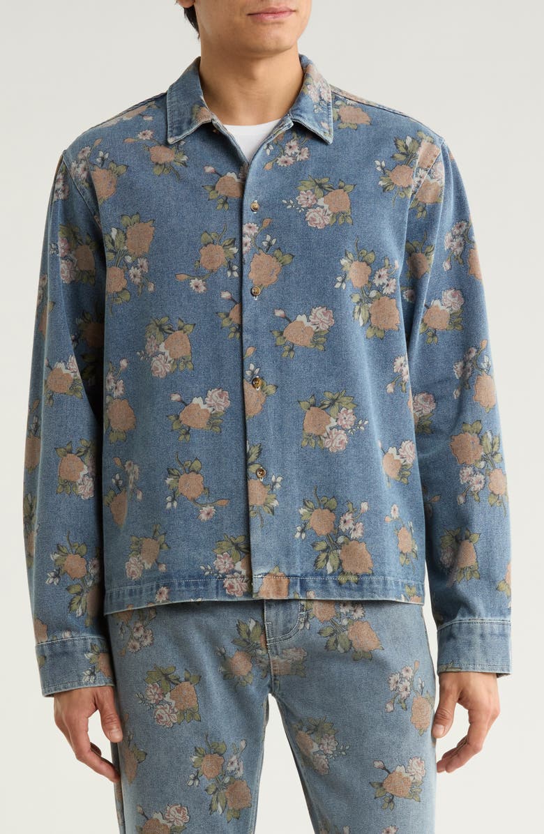 RIZORT Bouquet Denim Button-Up Shirt Jacket, Alternate, color, Indigo