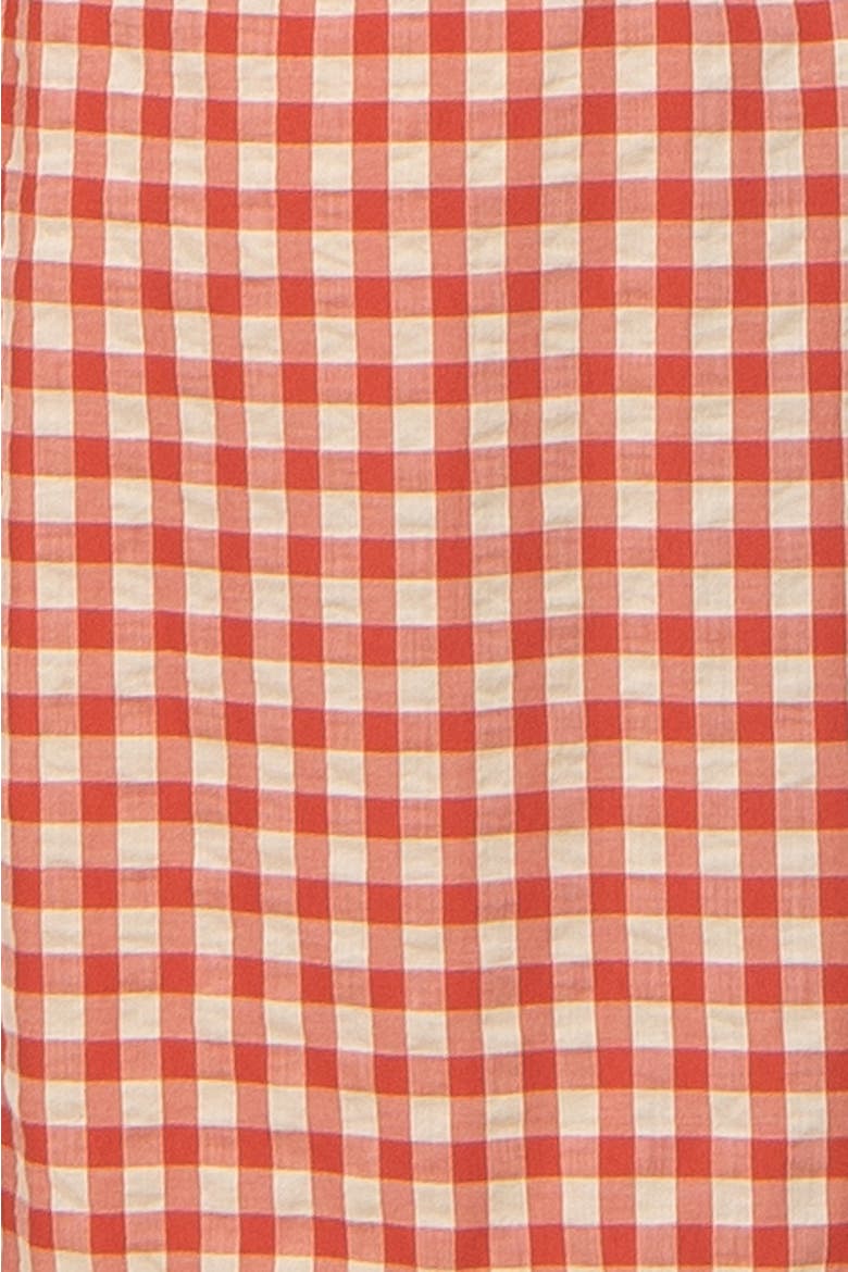 Gingham Smocked Midi Dress, Alternate, color, Rust