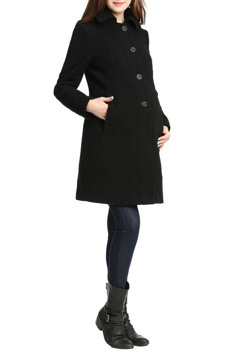 Wool Blend Maternity Coat, Alternate, color, BLACK
