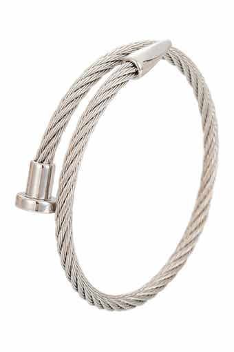 EYE CANDY LOS ANGELES Men's Leo Titanium Spike Cuff Cable Bracelet