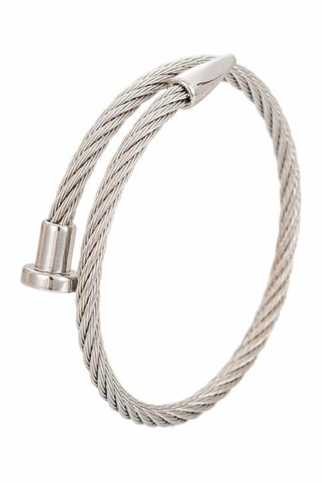 EYE CANDY LOS ANGELES Men's Leo Titanium Spike Cuff Cable Bracelet