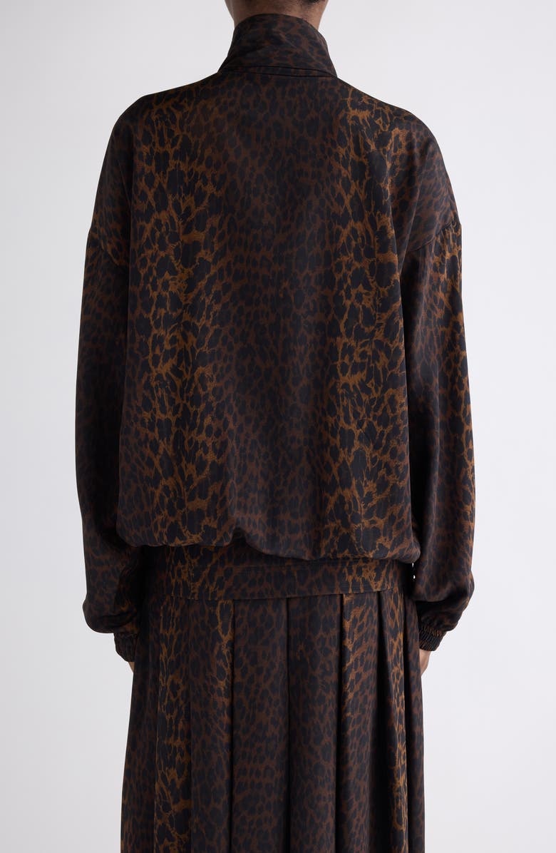Balenciaga Oversize Leopard Print Tracksuit Top, Alternate, color, Brown