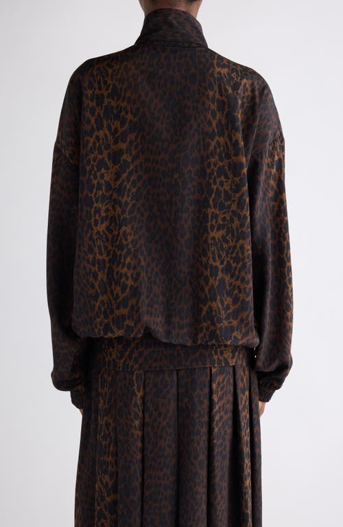 Balenciaga Oversize Leopard Print Tracksuit Top In Brown