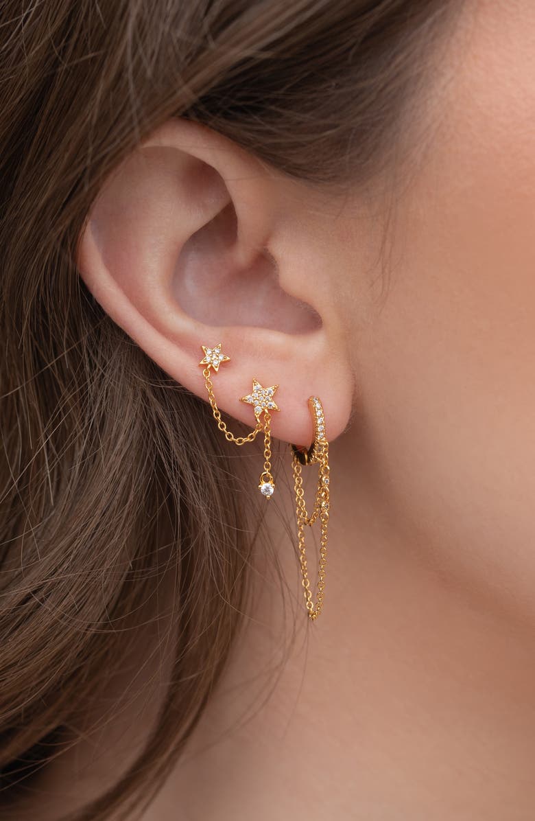 Girls Crew Stellar Connection Double Piercing Drop Earrings, Alternate, color, Gold