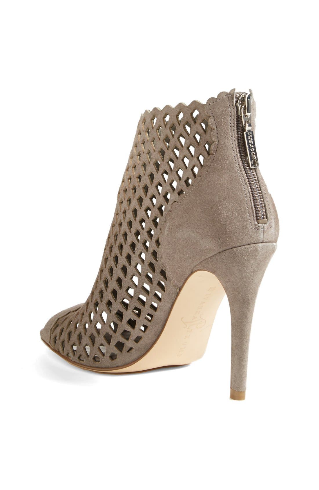 'Didia' Cutout Cage Open Toe Suede Bootie, Alternate, color, SMOKE