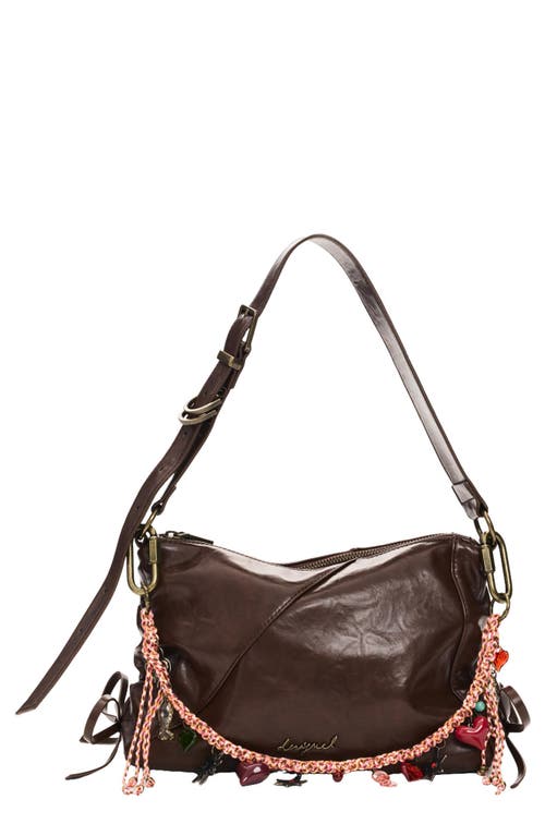 Desigual Medium Charm Strap Faux Leather Crossbody Bag in Dark Brown at Nordstrom