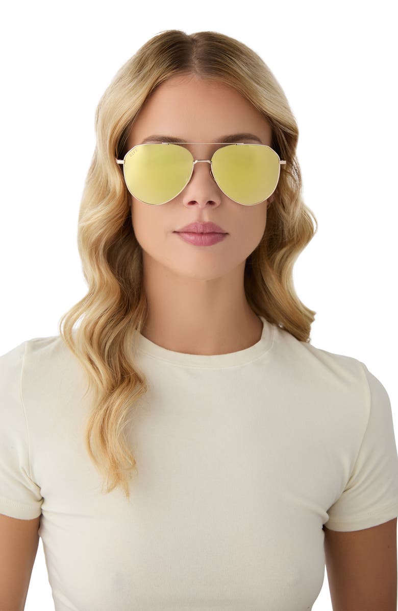 DIFF Dash 69mm Oversize Polarized Mirrored Aviator Sunglasses, Alternate, color, Gold