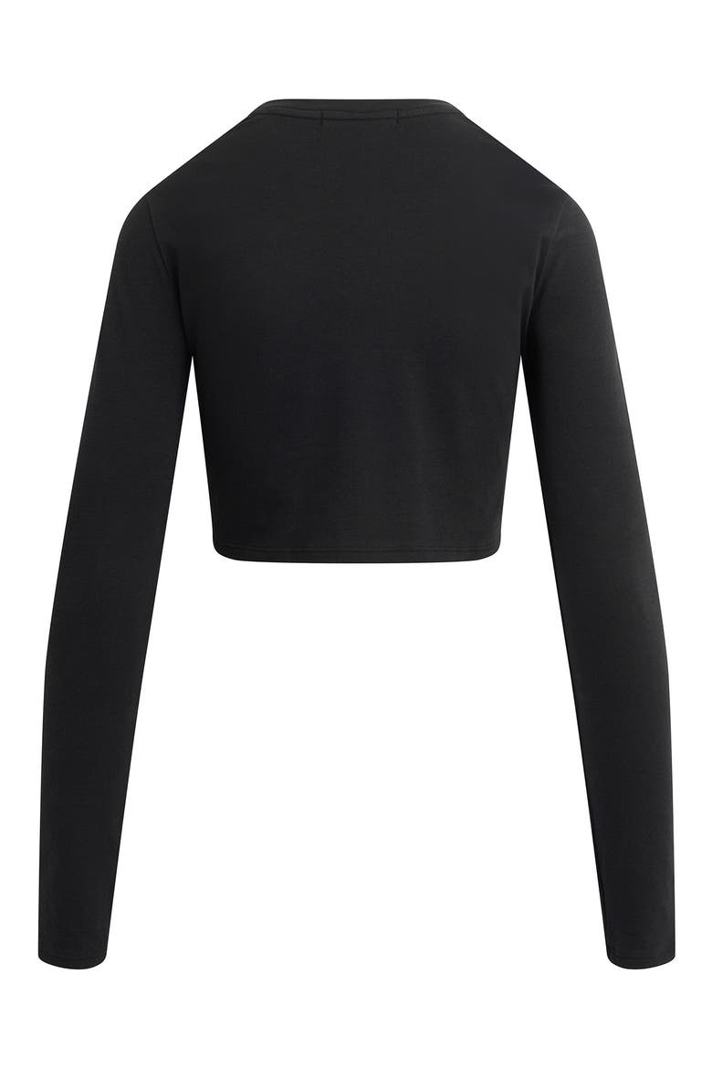 The Laura Stretch Cotton Long Sleeve Crop T-Shirt, Alternate, color, BLACK