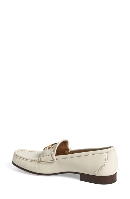 Valentino Ivory Leather Loafer With Golden Metal V Logo