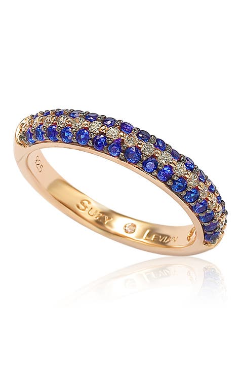 Rose-Tone 3-Row Pave CZ Eternity Band Ring
