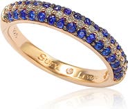 SUZY LEVIAN Rose-Tone 3-Row Pave CZ Eternity Band Ring