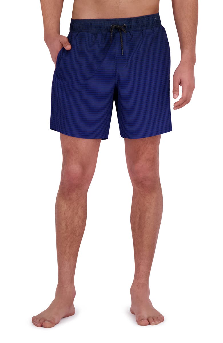 Spyder Gradient Stripe Volley Swim Shorts, Main, color, Dress Blue