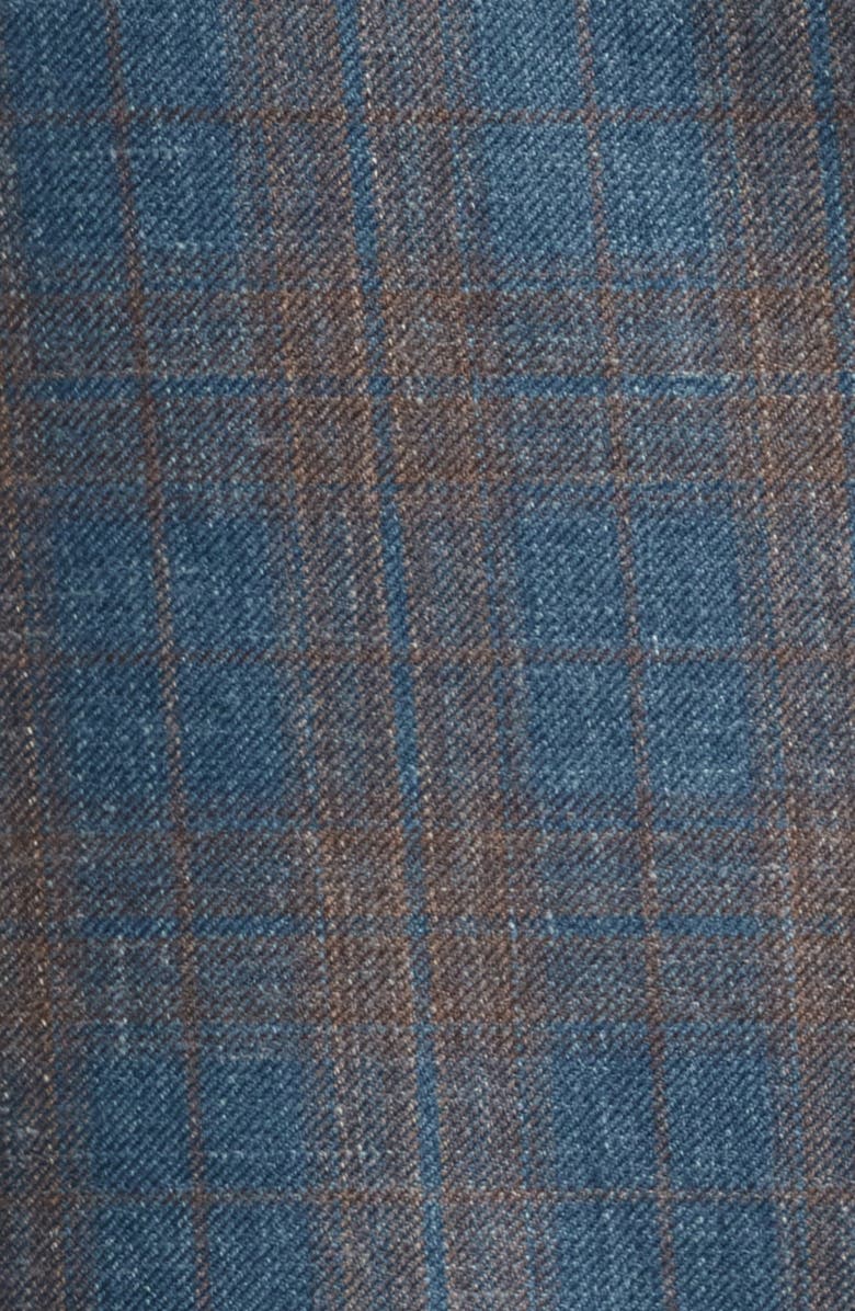 Canali Kei Trim Fit Plaid Wool Sport Coat, Alternate, color, Teal