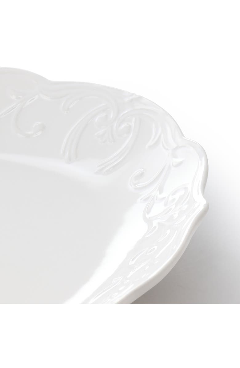 Gibson Home Bountiful Joy 18.75 x 14 Inch Durastone Oval Platter, Alternate, color, White